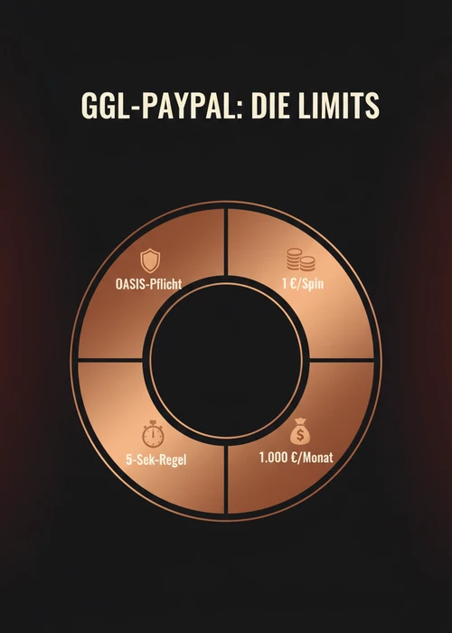 Abbildung einer Hand, die ein Smartphone mit PayPal-Logo und Spielkarten hält, symbolisiert Online-Glücksspielzahlungen